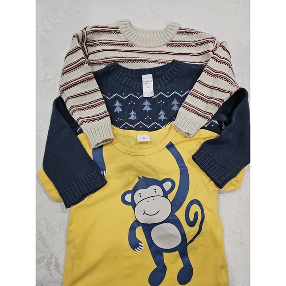Carter's Other - Toddler Boys 18M 24M Clothing Lot 3 Pc Carter's Little Co Knit Sweaters Tee